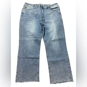 KanCan High Rise‎ Straight Crop Women’s Size 33 Length 25 Light Wash Raw Hem
